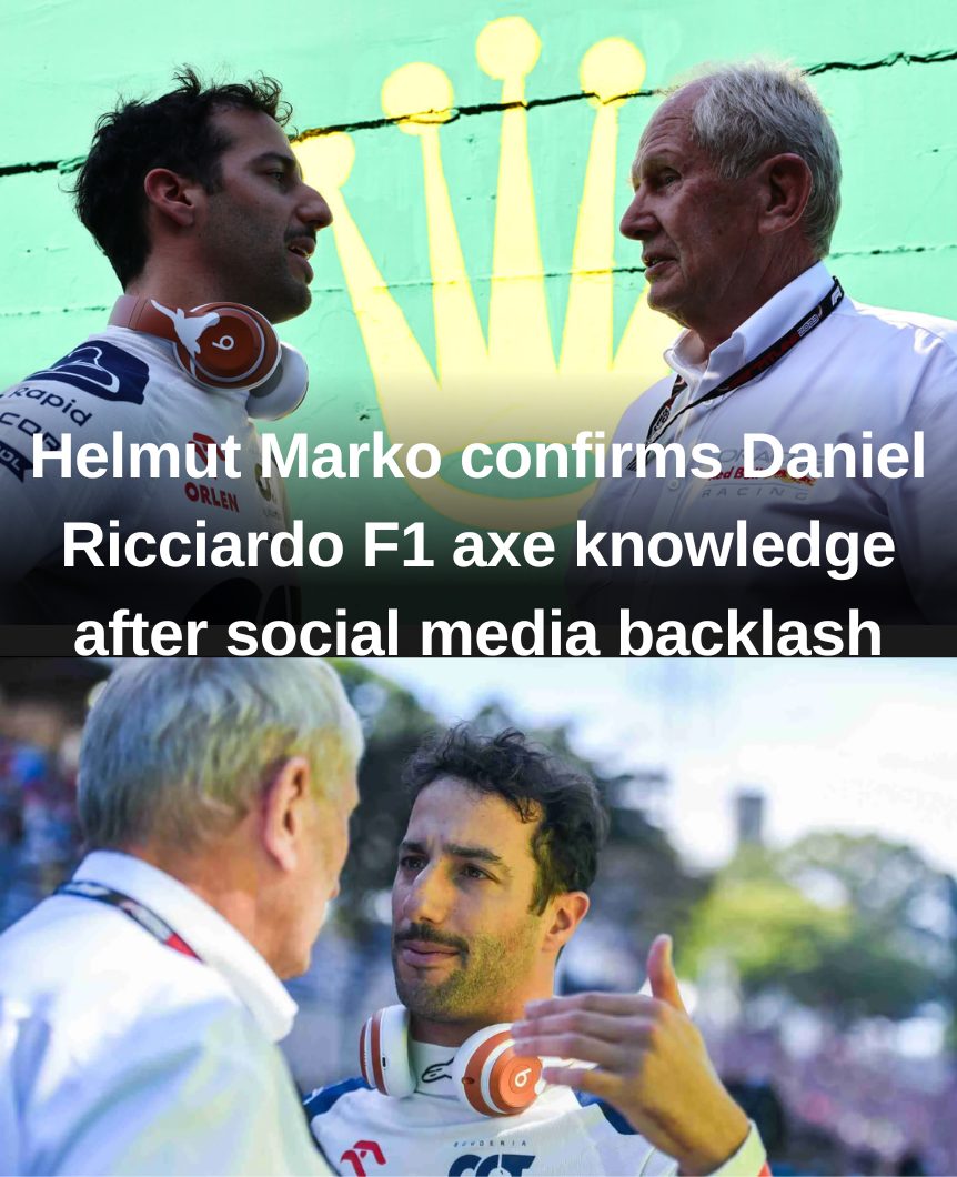 Cover Image for Helmut Marko confirms Daniel Ricciardo F1 axe knowledge after social media backlash